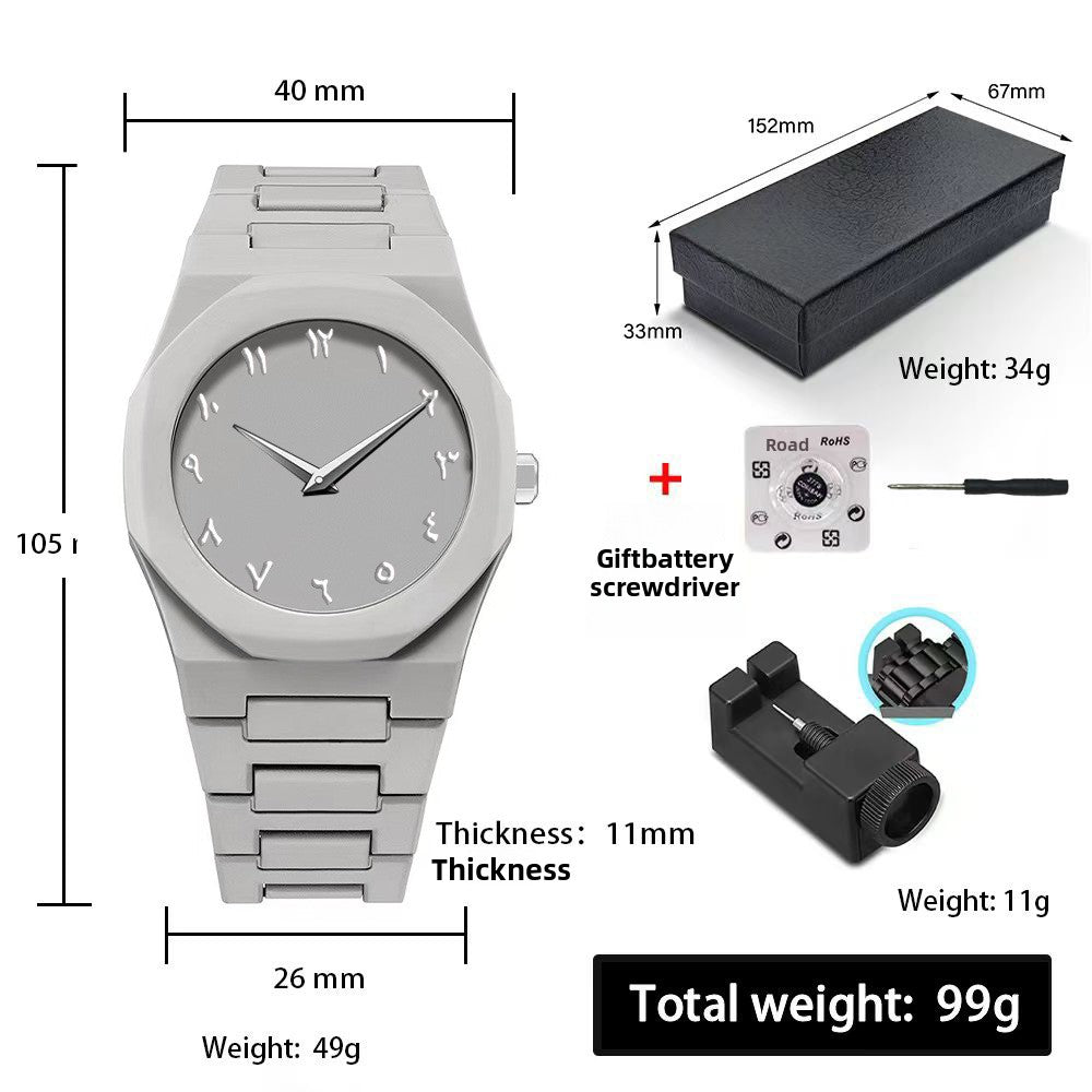 Mens Black Quartz Watch Waterproof Silent