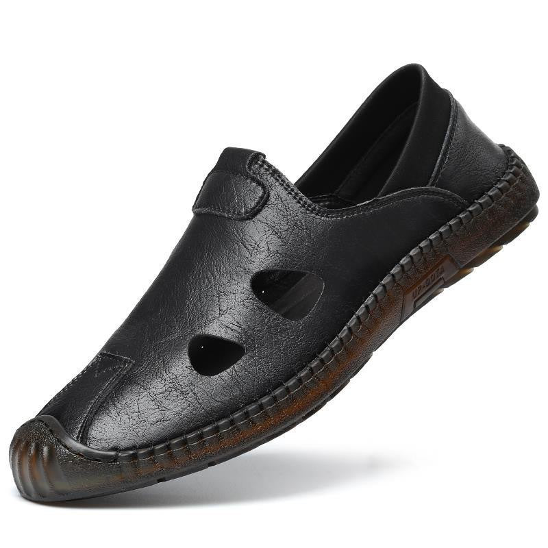 Mens Breathable Casual Leather Driving Shoes