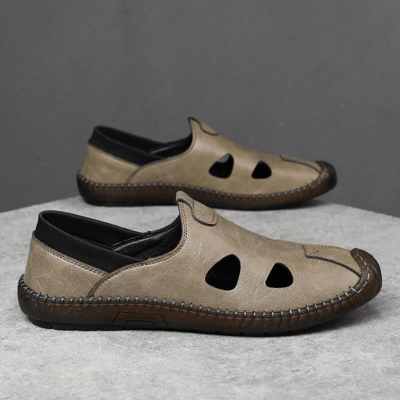 Mens Breathable Casual Leather Driving Shoes