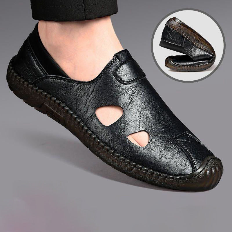 Mens Breathable Casual Leather Driving Shoes