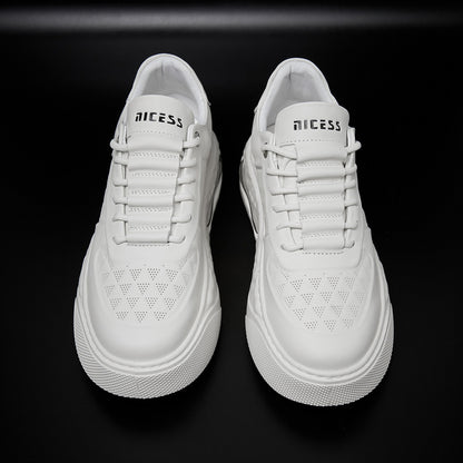 Mens Breathable Cowhide Casual Sneakers