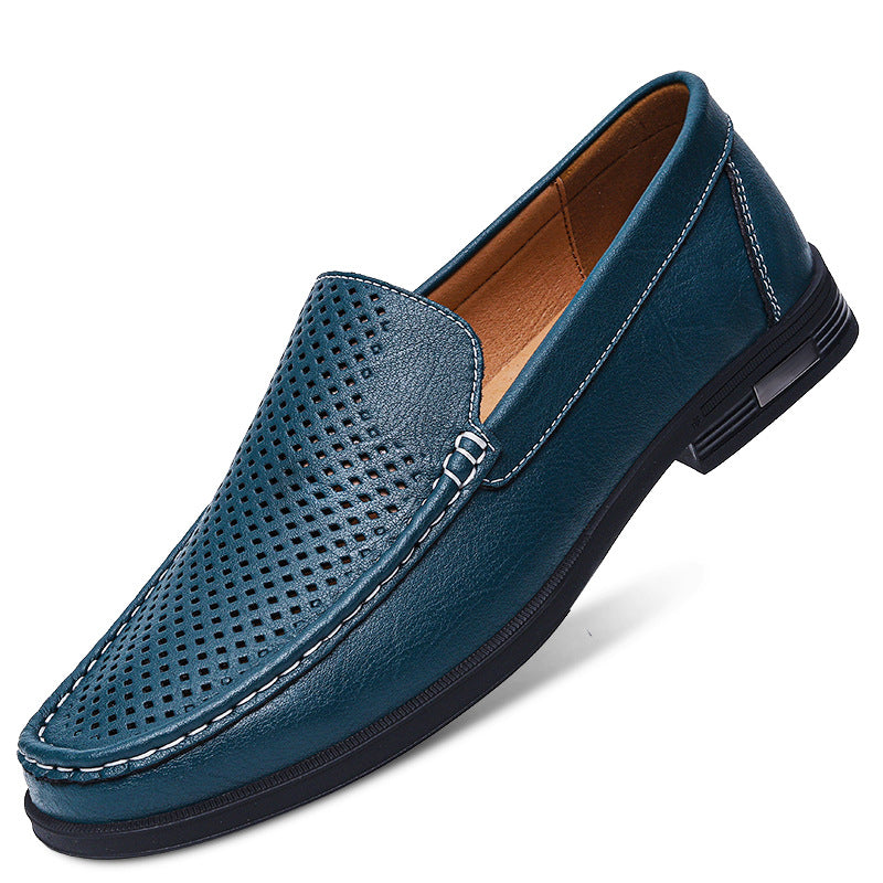 Mens Breathable Leather Slip-On Casual Shoes
