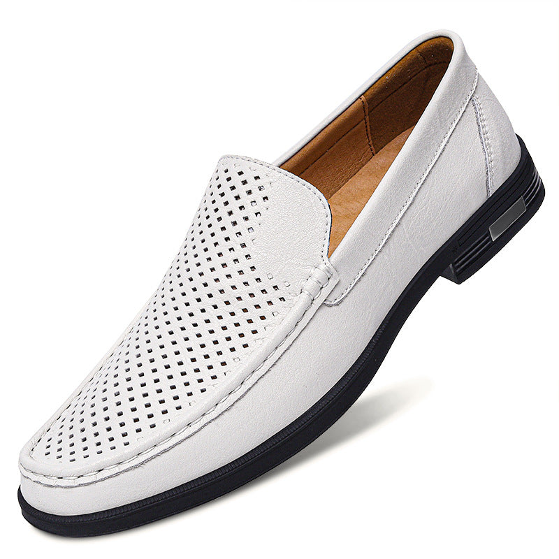 Mens Breathable Leather Slip-On Casual Shoes