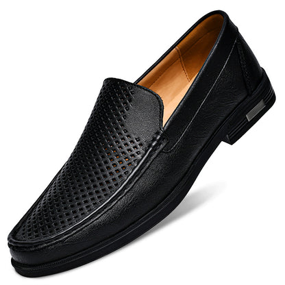 Mens Breathable Leather Slip-On Casual Shoes