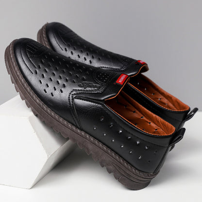 Mens Breathable Leather Slip-On Shoes