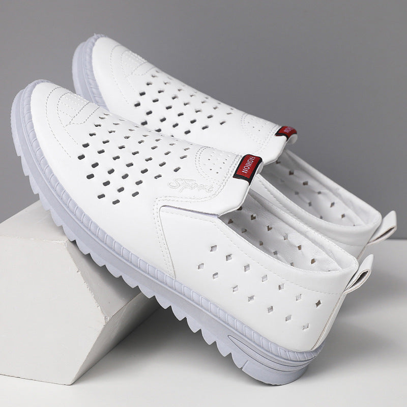 Mens Breathable Leather Slip-On Shoes