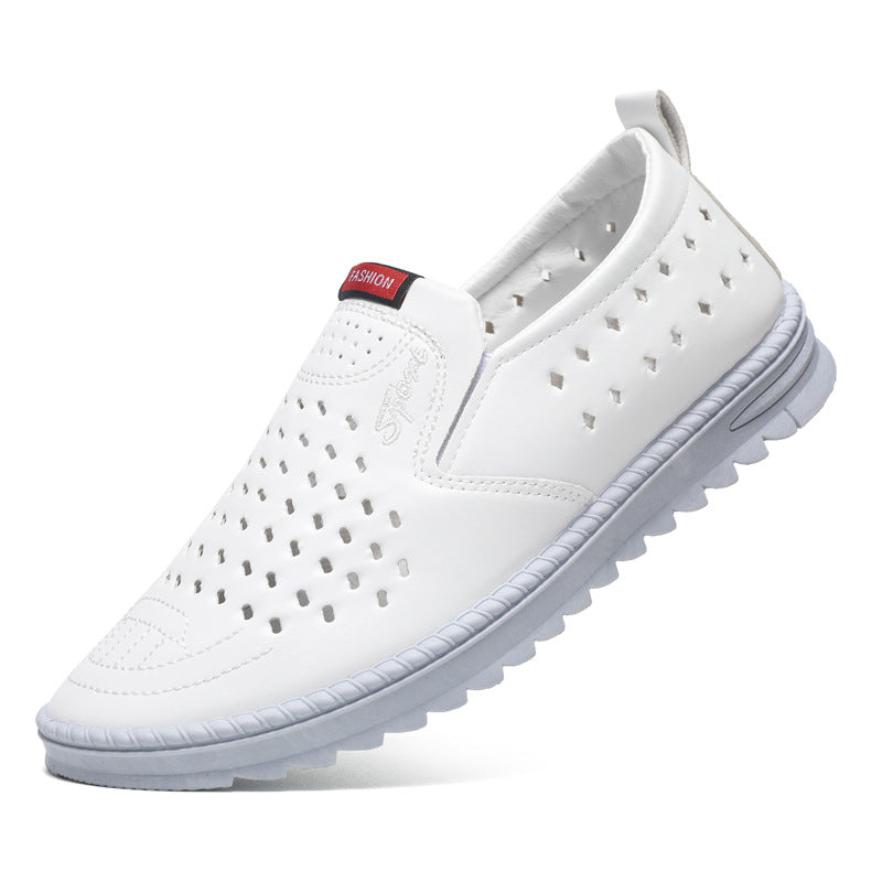 Mens Breathable Leather Slip-On Shoes