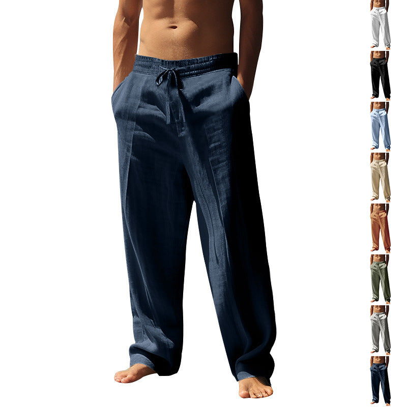 Mens Breathable Linen Casual Trousers