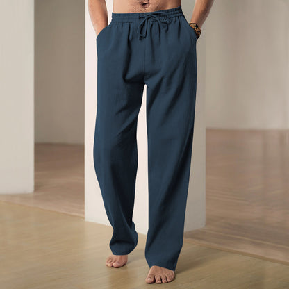 Mens Breathable Linen Casual Trousers