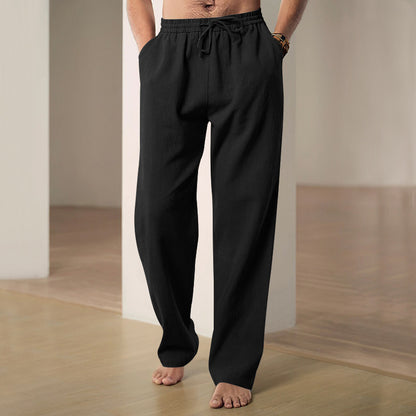Mens Breathable Linen Casual Trousers