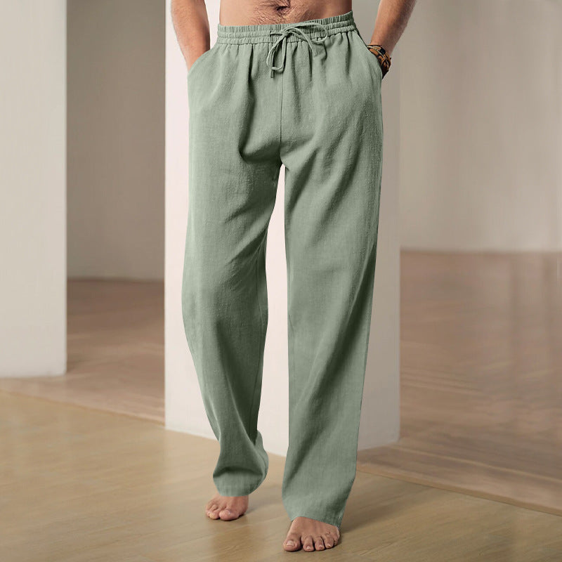 Mens Breathable Linen Casual Trousers