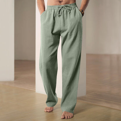 Mens Breathable Linen Casual Trousers