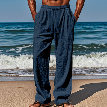 Mens Breathable Linen Casual Trousers