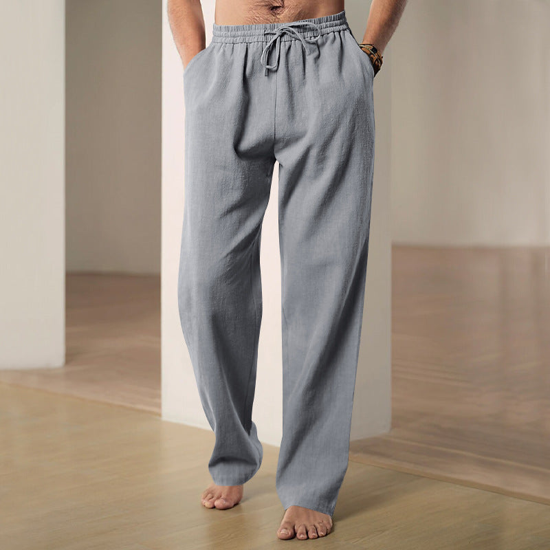 Mens Breathable Linen Casual Trousers
