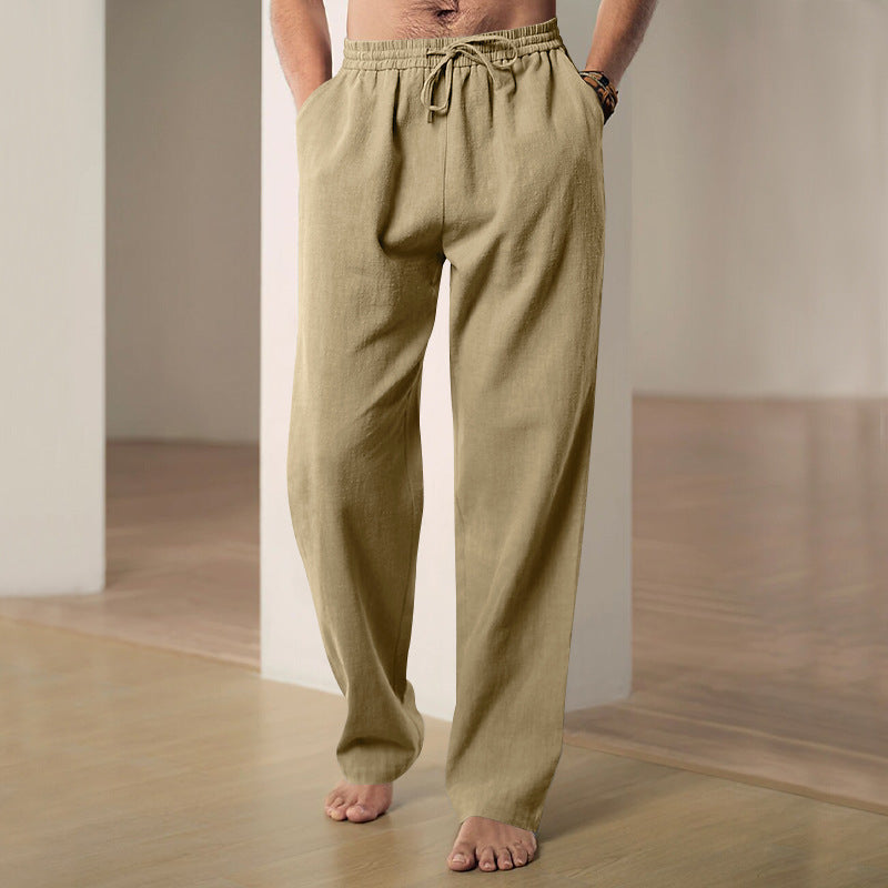 Mens Breathable Linen Casual Trousers