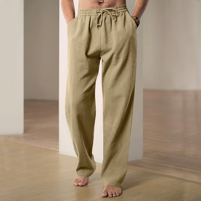 Mens Breathable Linen Casual Trousers