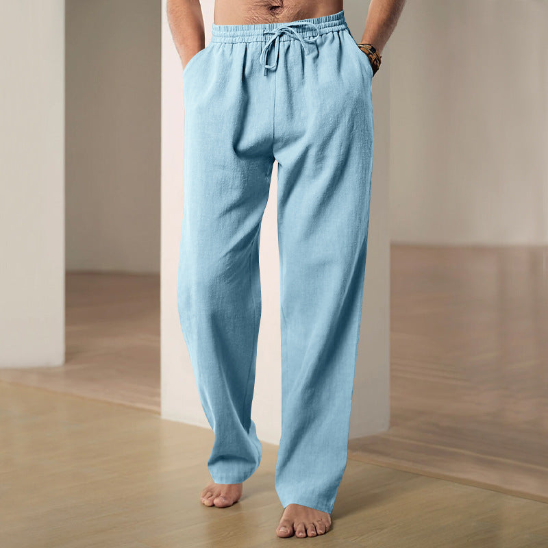 Mens Breathable Linen Casual Trousers