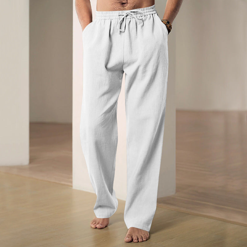 Mens Breathable Linen Casual Trousers