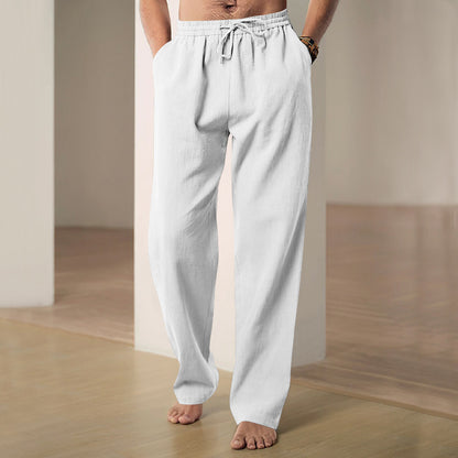 Mens Breathable Linen Casual Trousers