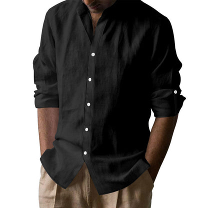 Mens Breathable Linen Henley Shirt