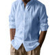 Mens Breathable Linen Henley Shirt