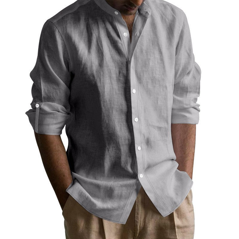Mens Breathable Linen Henley Shirt