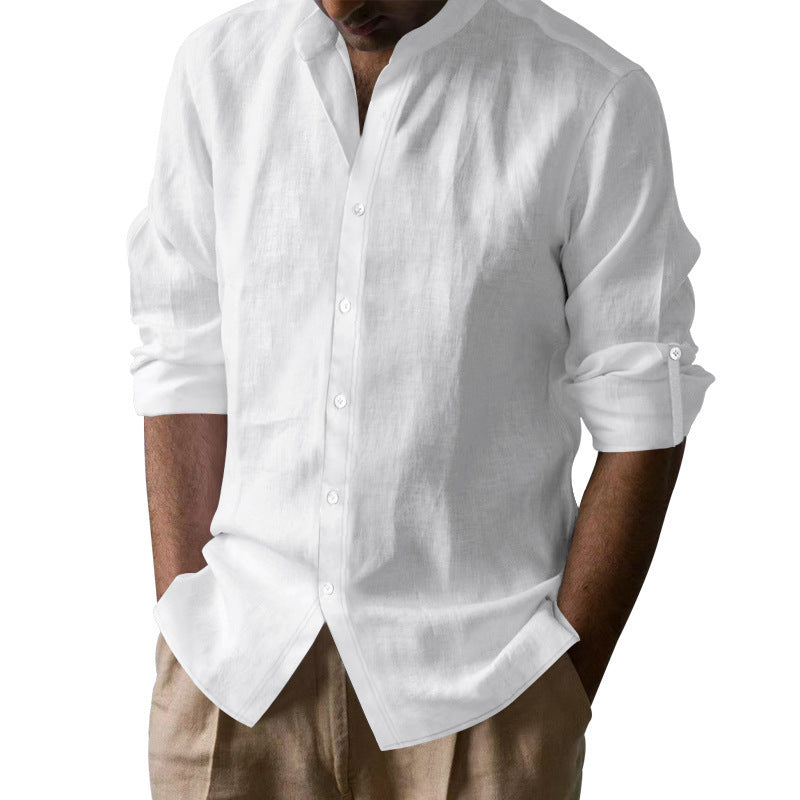 Mens Breathable Linen Henley Shirt