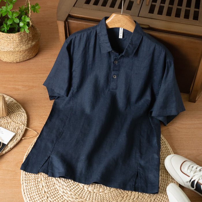 Mens Breathable Linen Short Sleeve Shirt