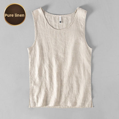 Mens Breathable Linen Sleeveless Vest