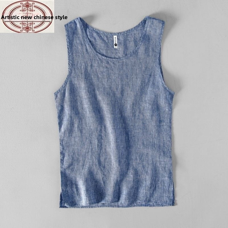 Mens Breathable Linen Sleeveless Vest