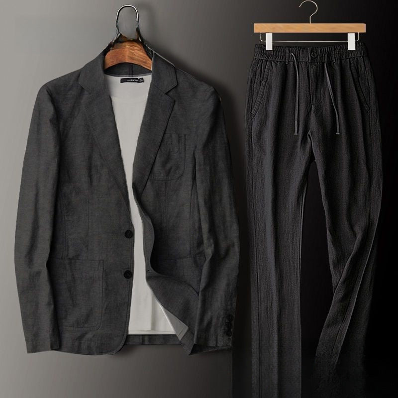 Mens Breathable Linen Suit