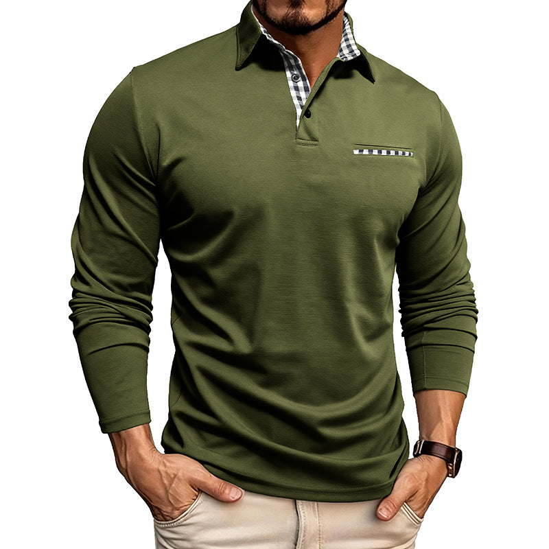 Mens Breathable Polo Shirt Long Sleeve