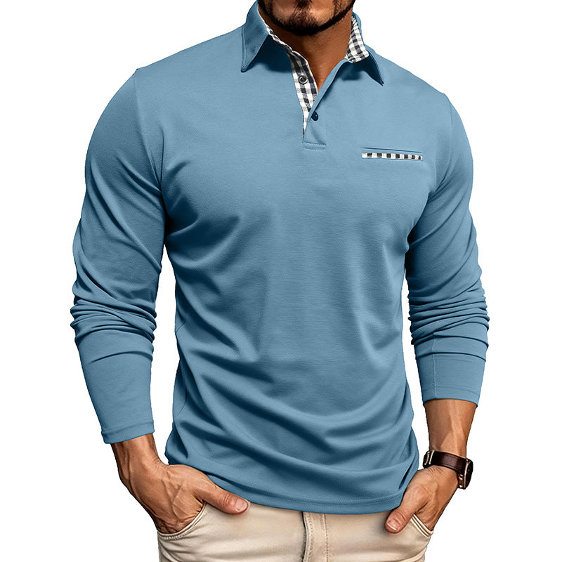 Mens Breathable Polo Shirt Long Sleeve