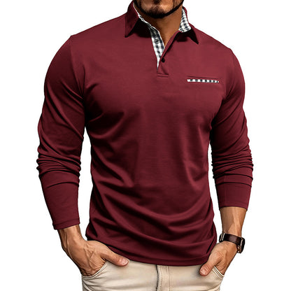 Mens Breathable Polo Shirt Long Sleeve