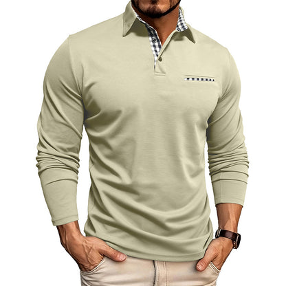 Mens Breathable Polo Shirt Long Sleeve