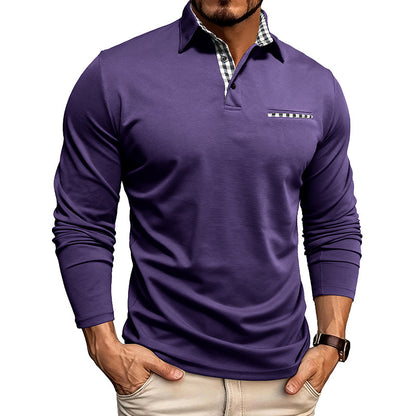 Mens Breathable Polo Shirt Long Sleeve