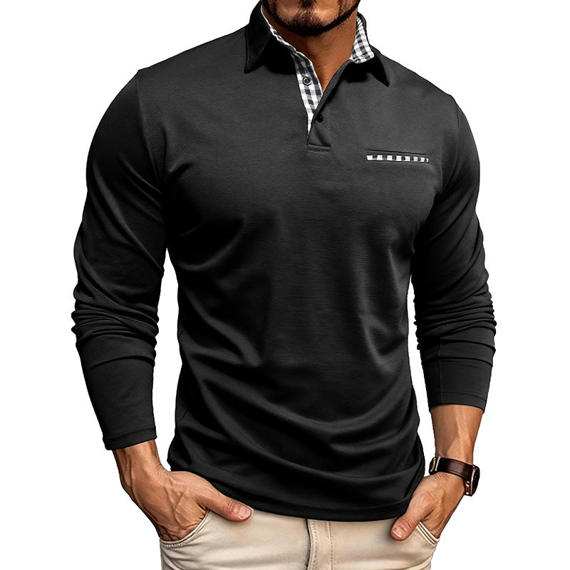Mens Breathable Polo Shirt Long Sleeve