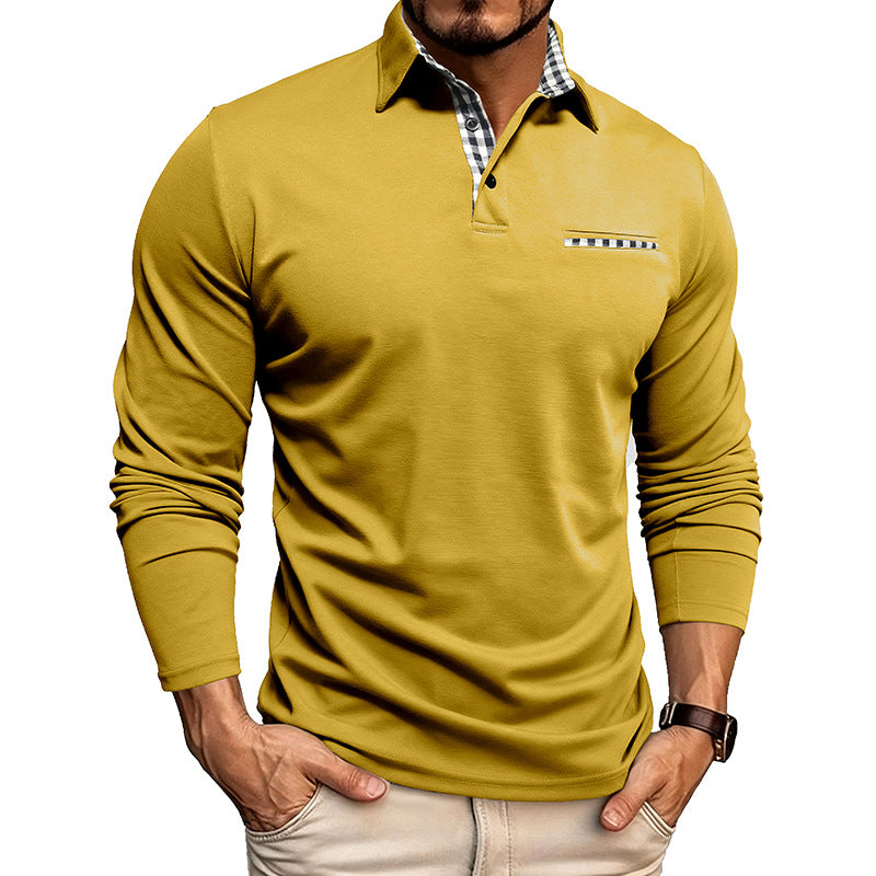 Mens Breathable Polo Shirt Long Sleeve