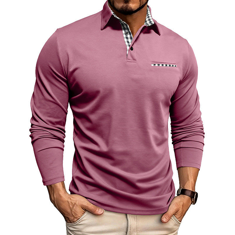 Mens Breathable Polo Shirt Long Sleeve