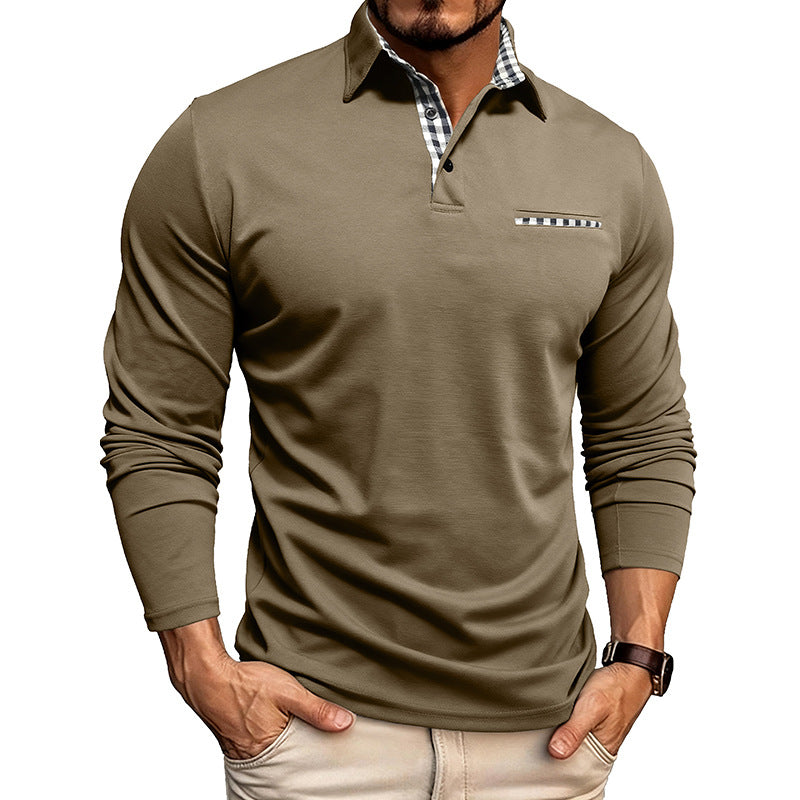 Mens Breathable Polo Shirt Long Sleeve