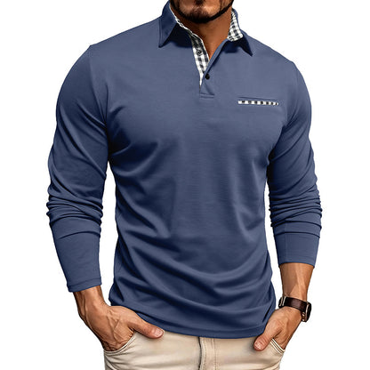 Mens Breathable Polo Shirt Long Sleeve
