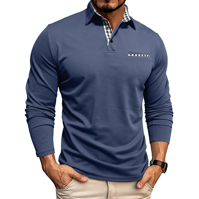 Mens Breathable Polo Shirt Long Sleeve