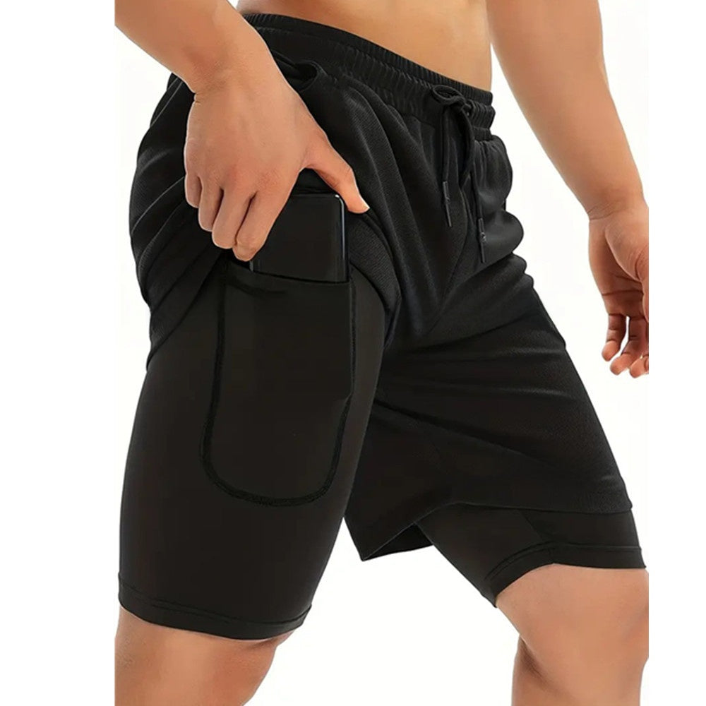 Mens Breathable Running Shorts with Phone Pocket