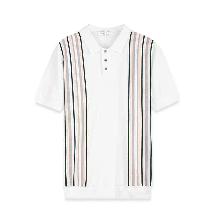 Mens Breathable Striped Polo Shirt