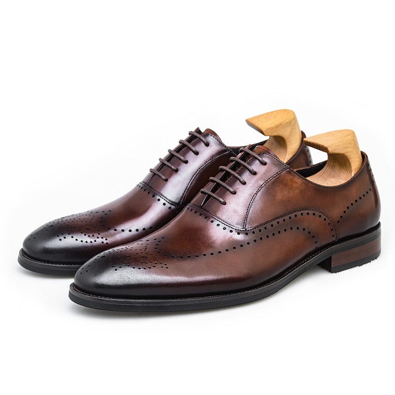 Mens Brogue Leather Shoes Casual Formal