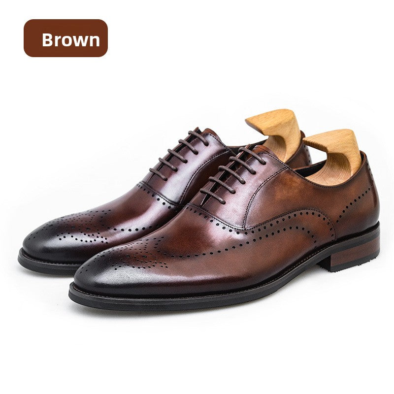 Mens Brogue Leather Shoes Casual Formal