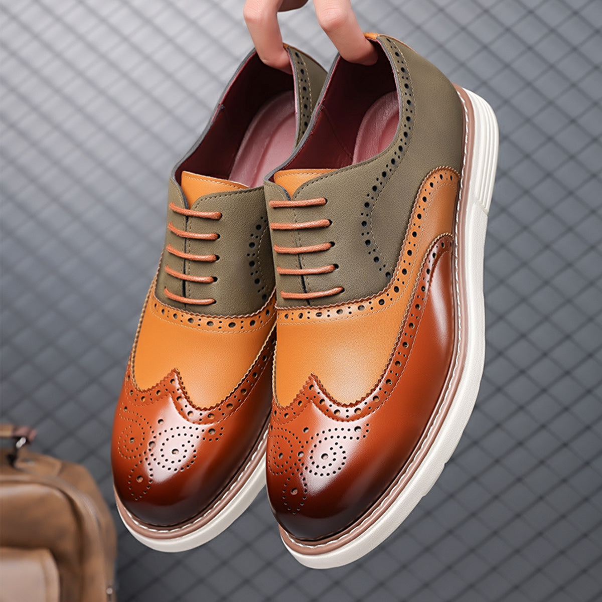Mens Brogue Slip-On Casual Shoes