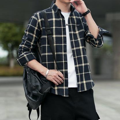 Mens Brushed Plaid Long Sleeve Shirt