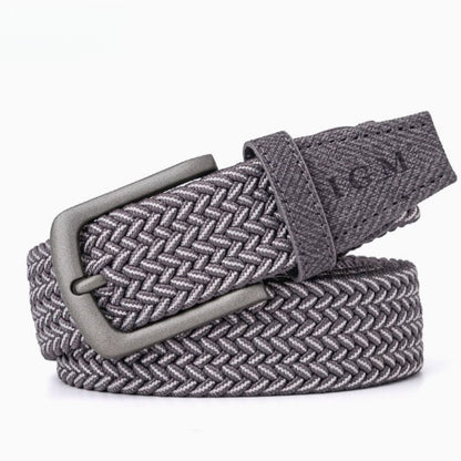 Mens Canvas Woven Elastic Belt with Pin Buckle
