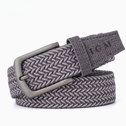Mens Canvas Woven Elastic Belt with Pin Buckle